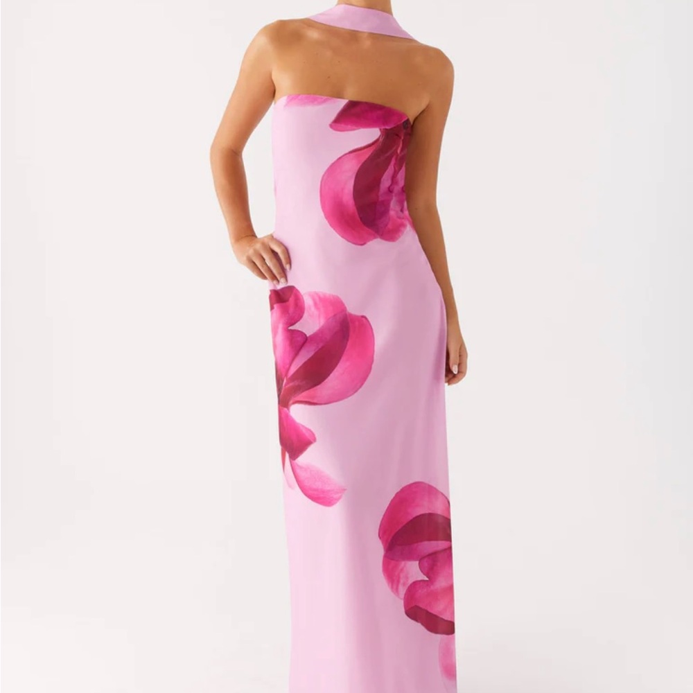 Peppermayo Strapless Pink Floral Dress